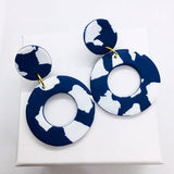 Catalina Drop Earrings - White on Blue