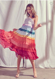 Rainbow Tiered Ruffled Layers Maxi Dress