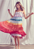 Rainbow Tiered Ruffled Layers Maxi Dress