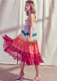 Rainbow Tiered Ruffled Layers Maxi Dress