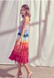 Rainbow Tiered Ruffled Layers Maxi Dress