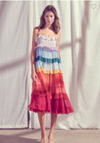 Rainbow Tiered Ruffled Layers Maxi Dress