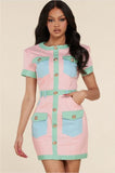 Pastel Colorblock Mini Dress