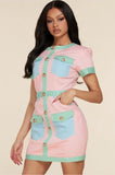 Pastel Colorblock Mini Dress