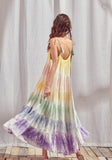 Rainbow TieDye Color Block Maxi Dress