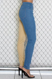 Half Contrast Colorblock Zipper Denim Jeans