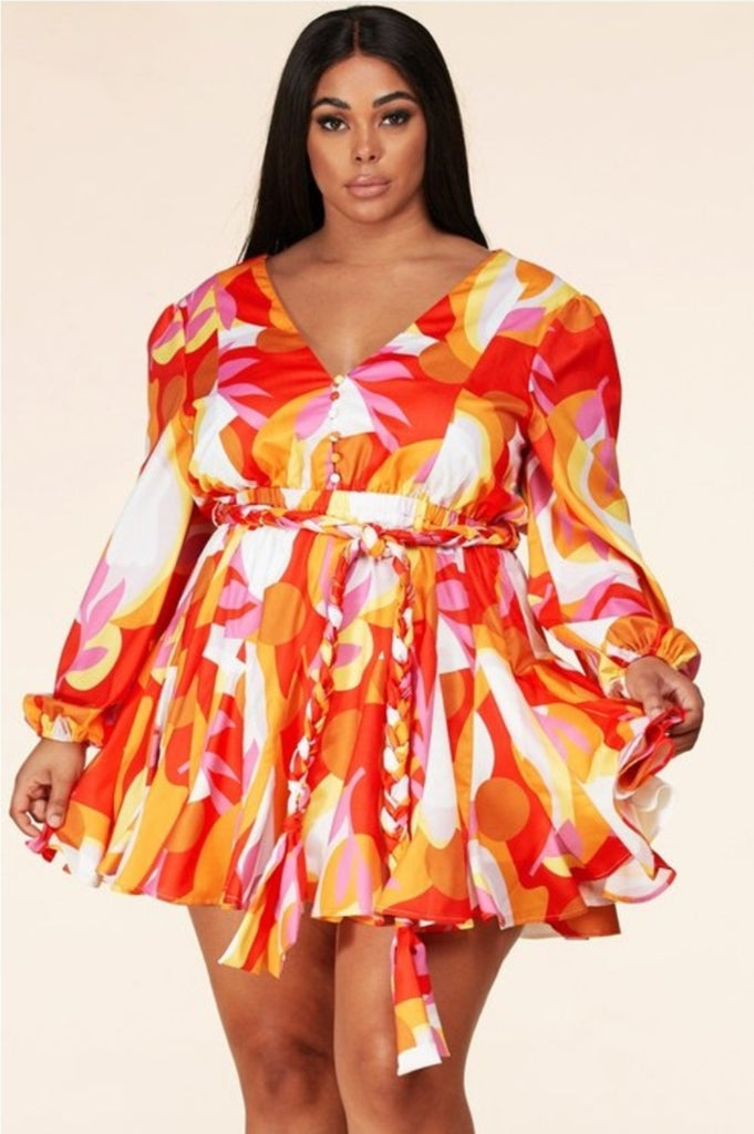 orange skater dress plus size Light Orange Skater Dress: Flirty Sleeveless Flared Skirt