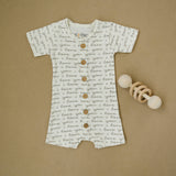 Cat & Dogma - I Love You Organic Baby Romper with Coconut Buttons