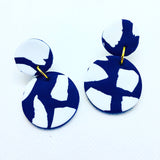 Catalina Drop Earrings - White on Blue